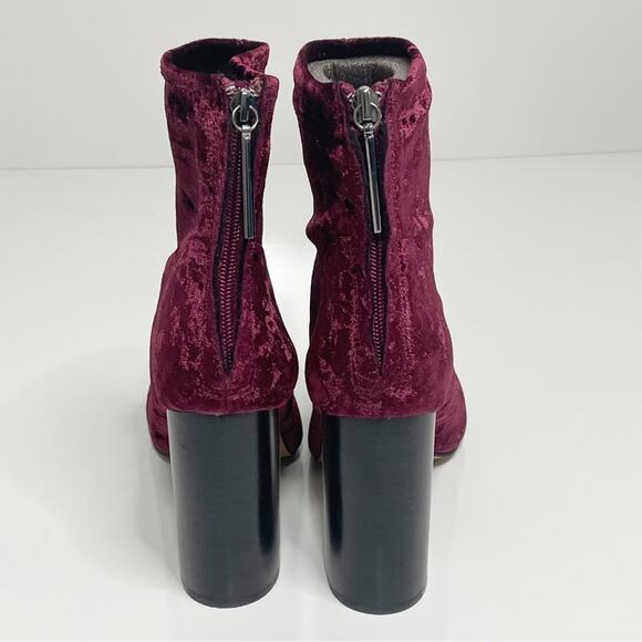 NEW French Connection Capri Crushed Velvet Ankle Boots Brunello Wine 9.5 - Picture 5 of 9